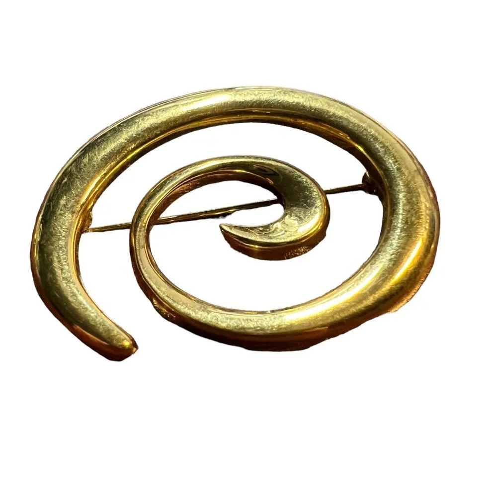 Napier Brooch Swirl‎ Circle Goldtone Vintage Swirl Pin